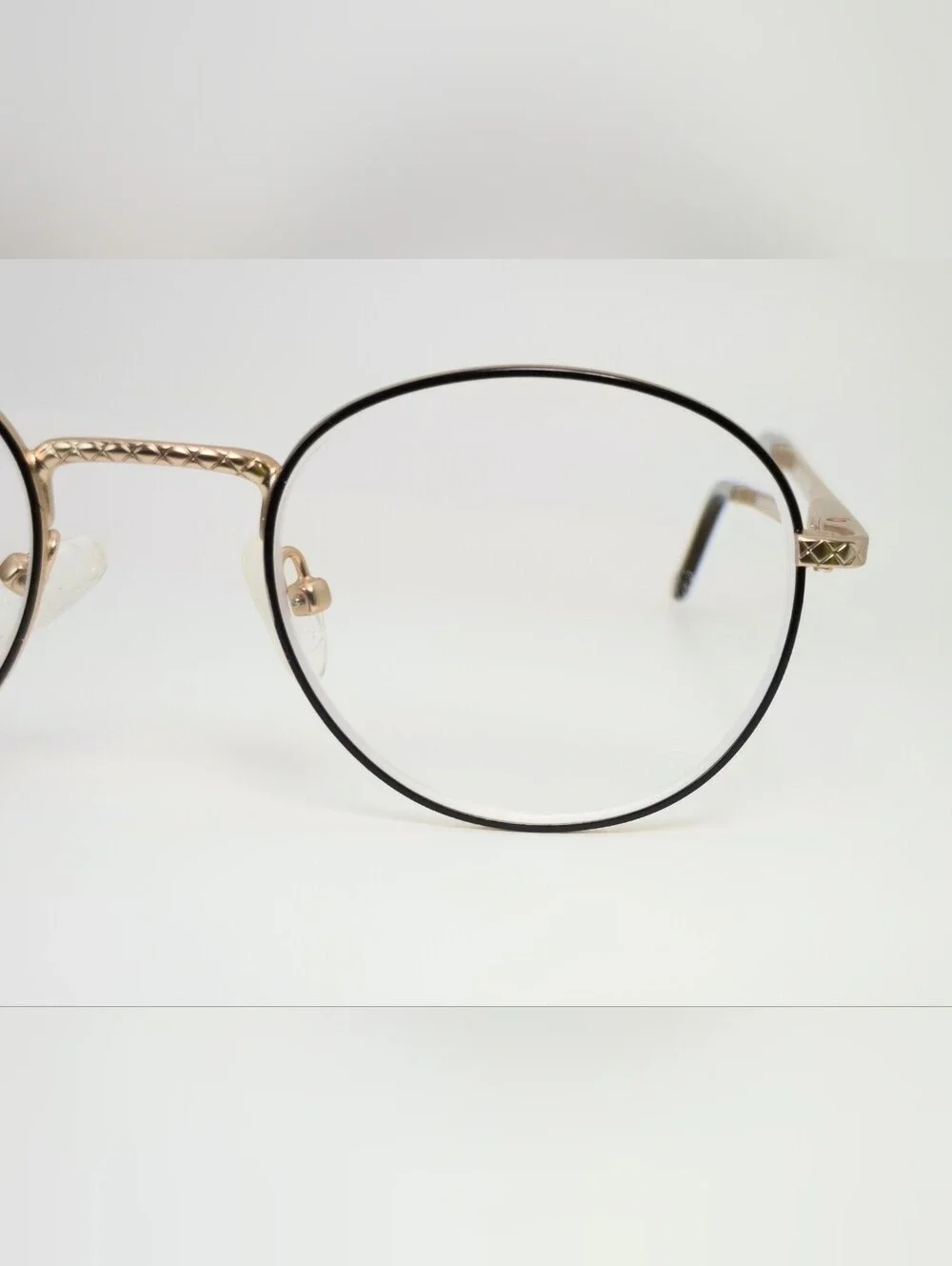 Mingus. Gold and Black Round Metal Eyeglass Frames - Women's Fashion